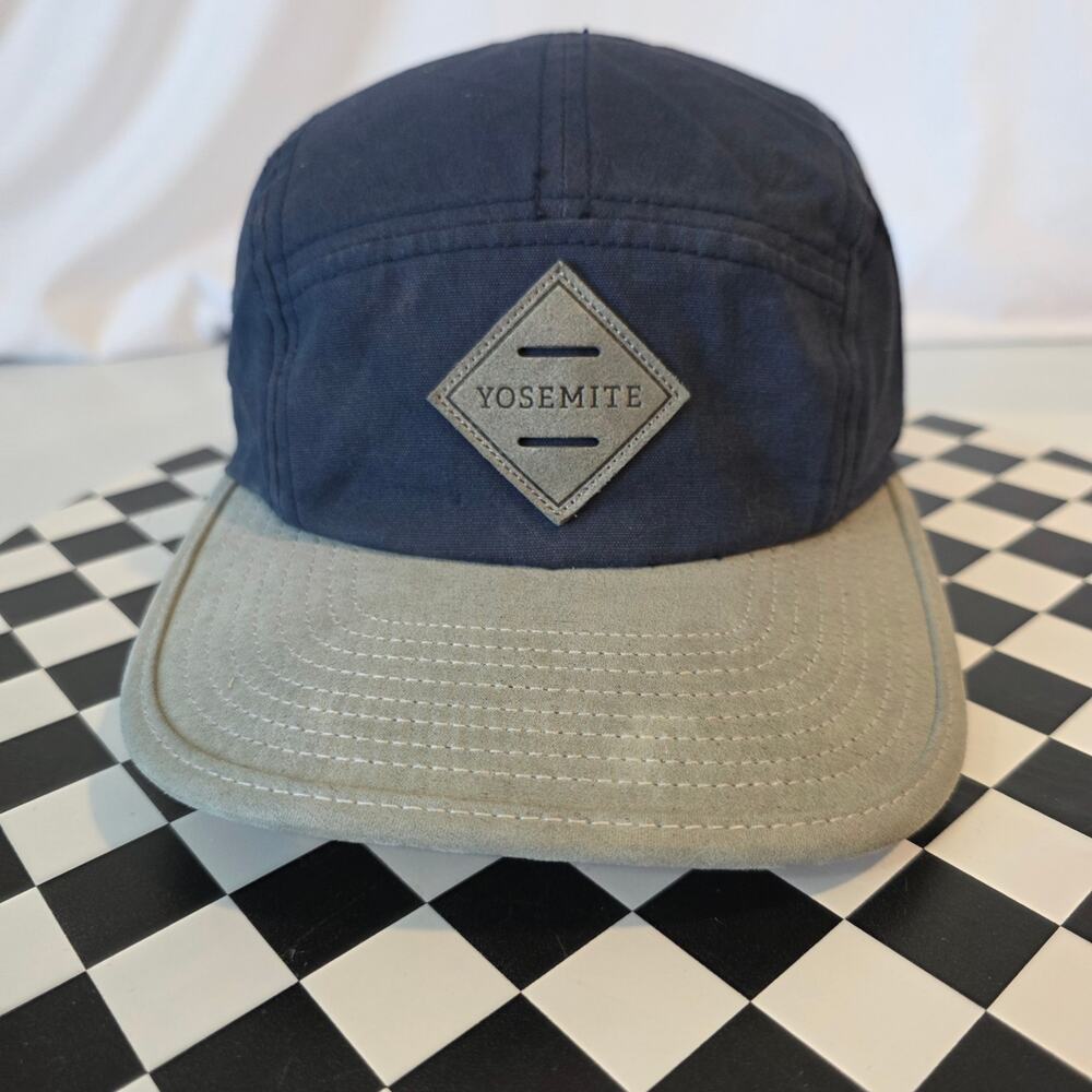 Rove Supply Yosemite 5 Panel Camper Hat Navy Blue Gray Strapback